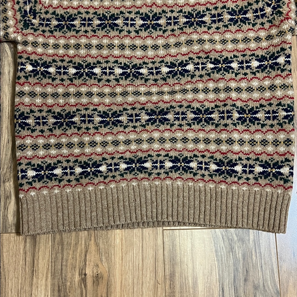 Vintage Abercrombie & Fitch V-neck Fair Isle 100% Wool Shetland Sweater Sz M - Picture 4 of 7